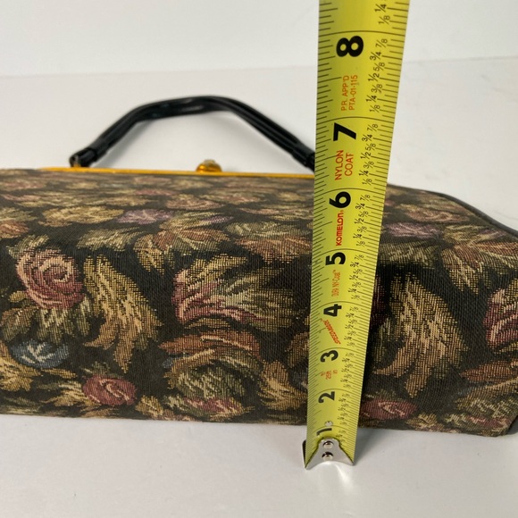 Vintage 50s Dover USA Kiss Lock Floral Tapestry Grannycore Structured Purse Bag - Picture 16 of 16
